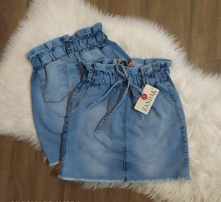 Saia Jeans Dynna c/ laço